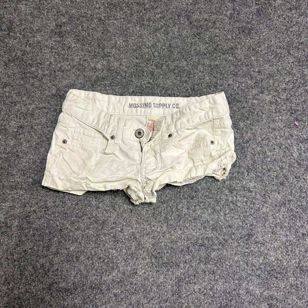 Mossimo Supply Co. Shorts Womens Size 7 White Low Rise Frayed Raw Hem Denim Good